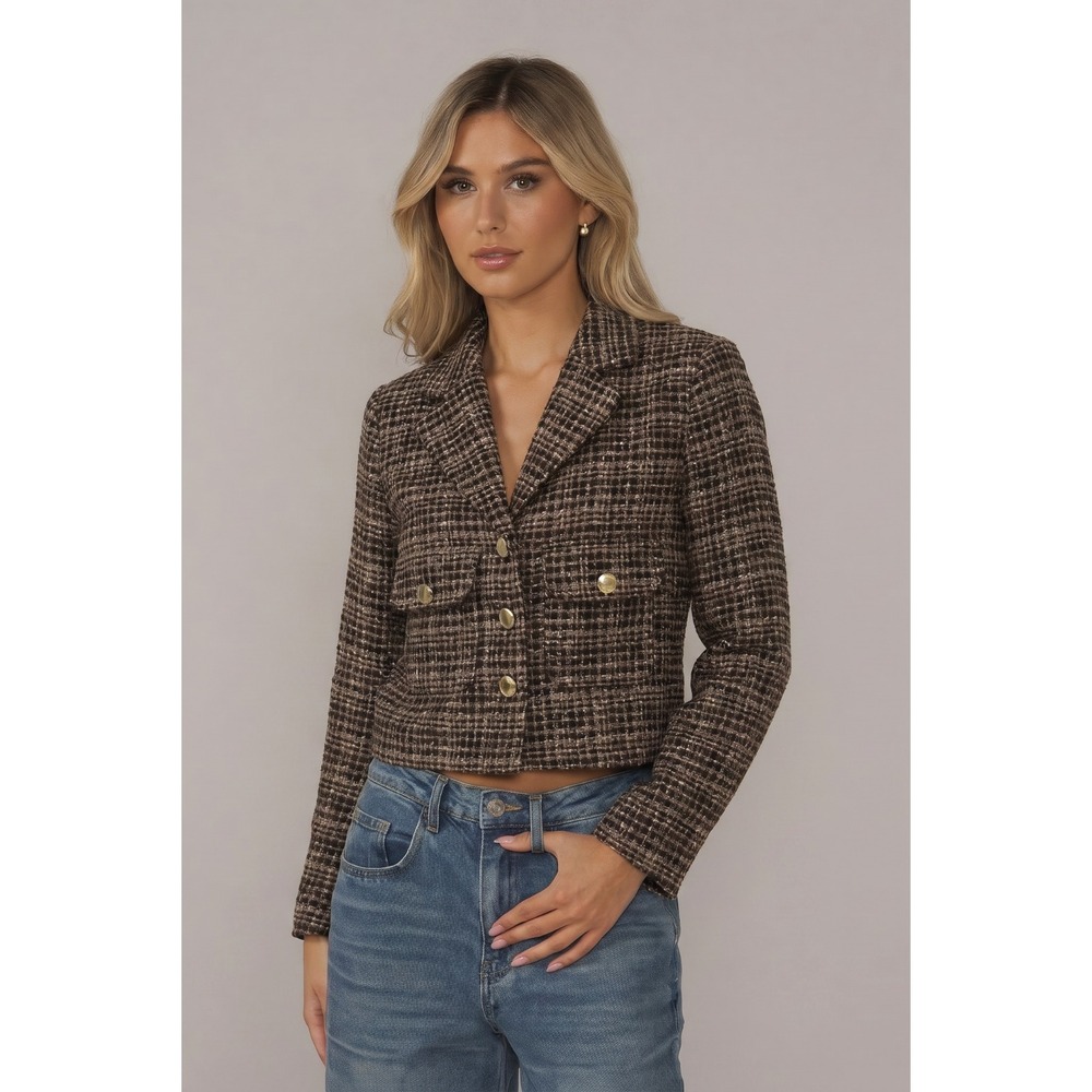 Nine West Preppy Cropped Tweed Jacket XS Women's Business Casual Blazer